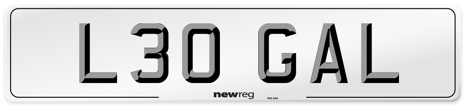 L30 GAL Number Plate from New Reg
